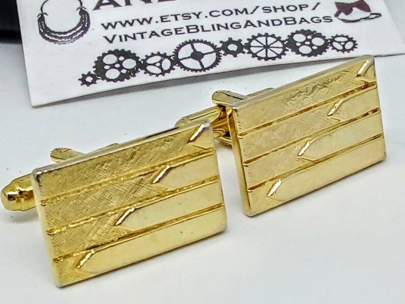 vintage wedding cufflinks 22x14mm Vintage cufflinks vintage goldtone cufflinks bridegroom/'s cufflinks vintage rectangular cufflinks