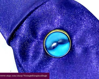 Handmade tie tack, blue moustache tie tack, wedding tie tack, moustache lapel pin, blue tie tack, gifts for him, blue pin, Father's Day gift