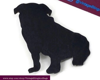 Wooden black bulldog brooch, Wooden black dog brooch, gift for a dog lover, gift for a bulldog, silhouette pin, bulldog jewellery, petmom