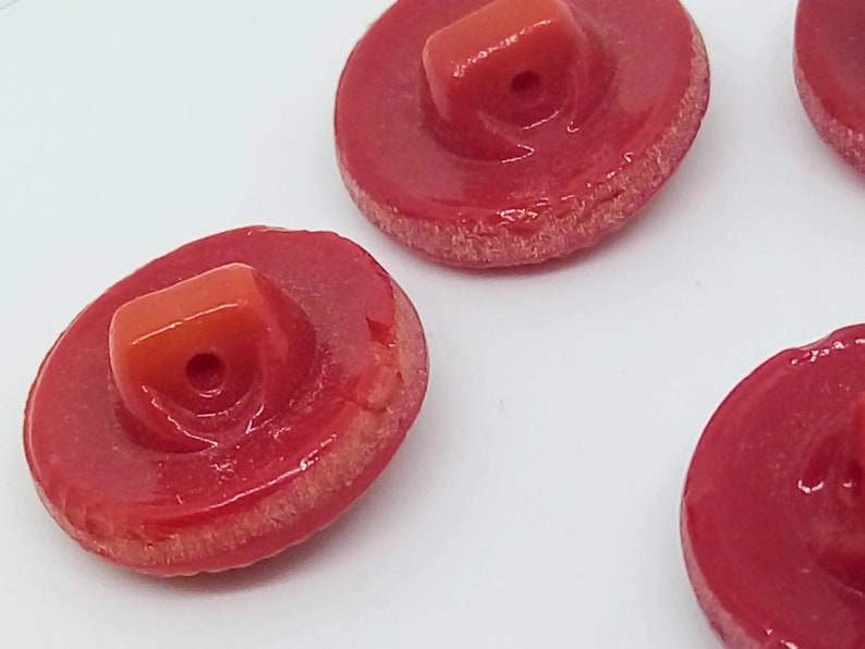 red buttons art deco glass buttons 6 14mm vintage BRIGHT RED glass buttons sewing notions new old stock vintage red glass buttons