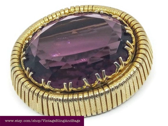 45x38mm vintage 1950s purple brooch, 1950s midcen… - image 7