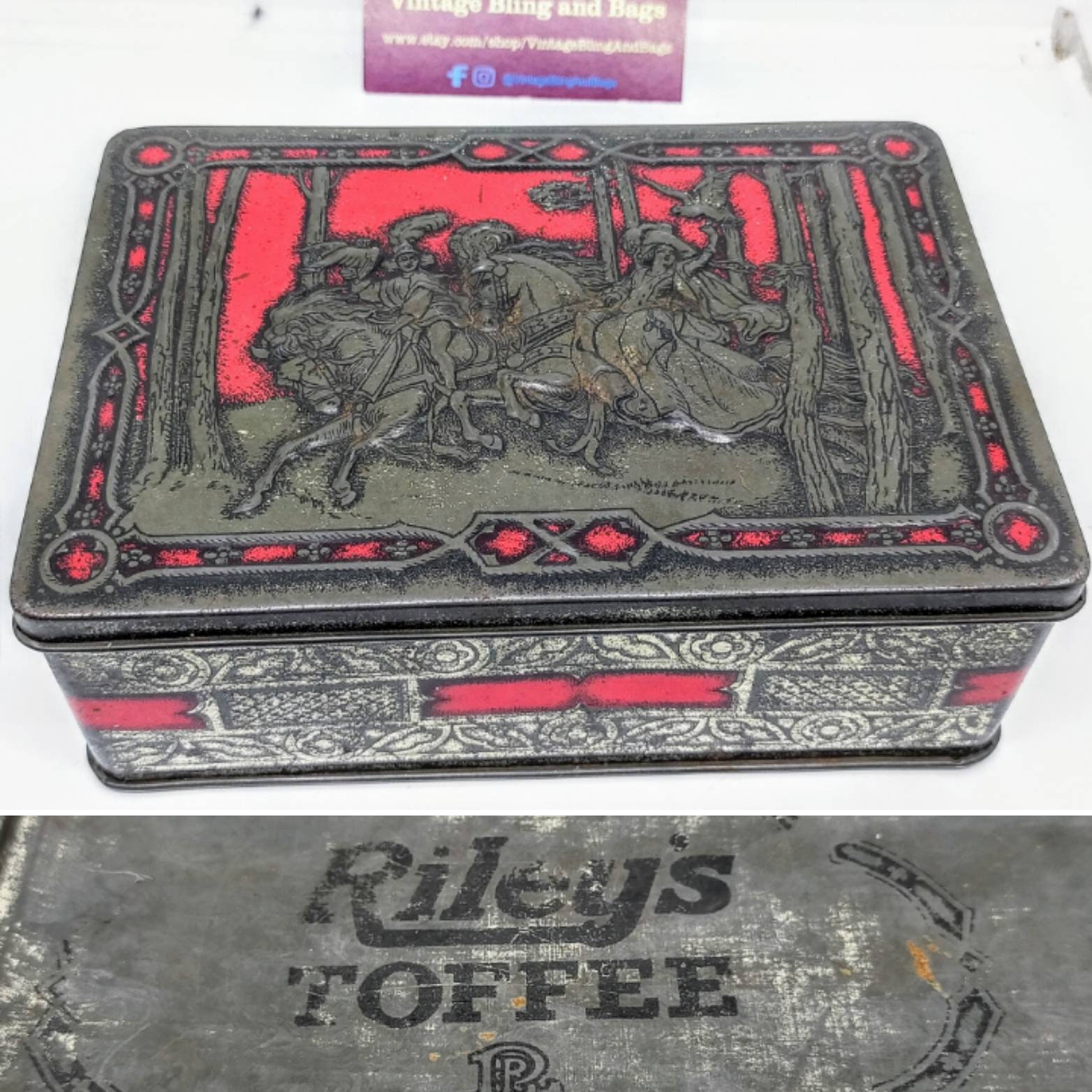 Image of 17x11x5.7cm Riley Toffee Tin, Vintage Advertising Confectionery Vintage Advertising, Candy