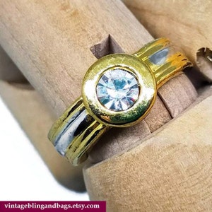 1980s vintage rhinestone ring, 1980s vintage ring, statement ring, crystal ring, cocktail ring, k multisize ring, clear rhinestone ring