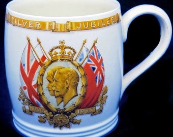 86mm Antique 1935 King George V taza de jubileo de plata, recuerdos reales vintage, taza de jubileo de plata, recuerdos reales antiguos Taza de George V #3