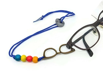 Adjustable Handmade glasses chain, beaded glasses lanyard pendant, blue glasses holder, blue glasses chain, blue beaded glasses lanyard