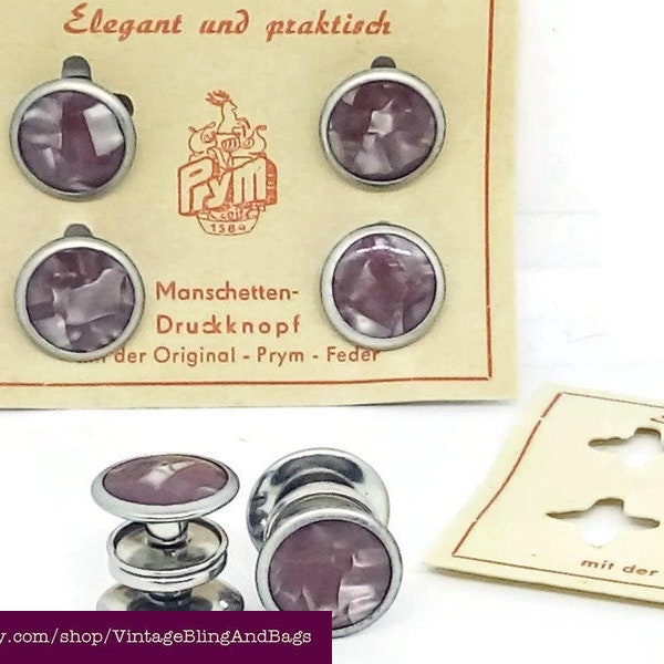 1930s NEW OLD STOCK 14mm Purple vintage cufflinks, Prym snap cufflinks, vintage cufflinks, 1930s art deco cufflinks, purple snap cufflinks