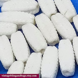 20 1950s 14x6mm moulded glass beads, white glass beads, vintage glass beads, white recycled beads, 1950s glass beads, vintage 1950s beads