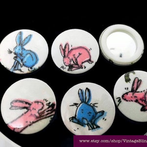 45mm Pink or blue pocket mirror, small handbag mirror, rabbit pocket mirror, rabbit handbag mirror, handmade lipstick mirror, Easter gift image 1