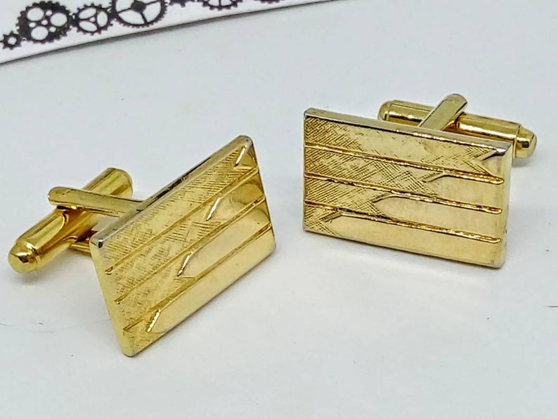 vintage wedding cufflinks 22x14mm Vintage cufflinks vintage goldtone cufflinks bridegroom/'s cufflinks vintage rectangular cufflinks