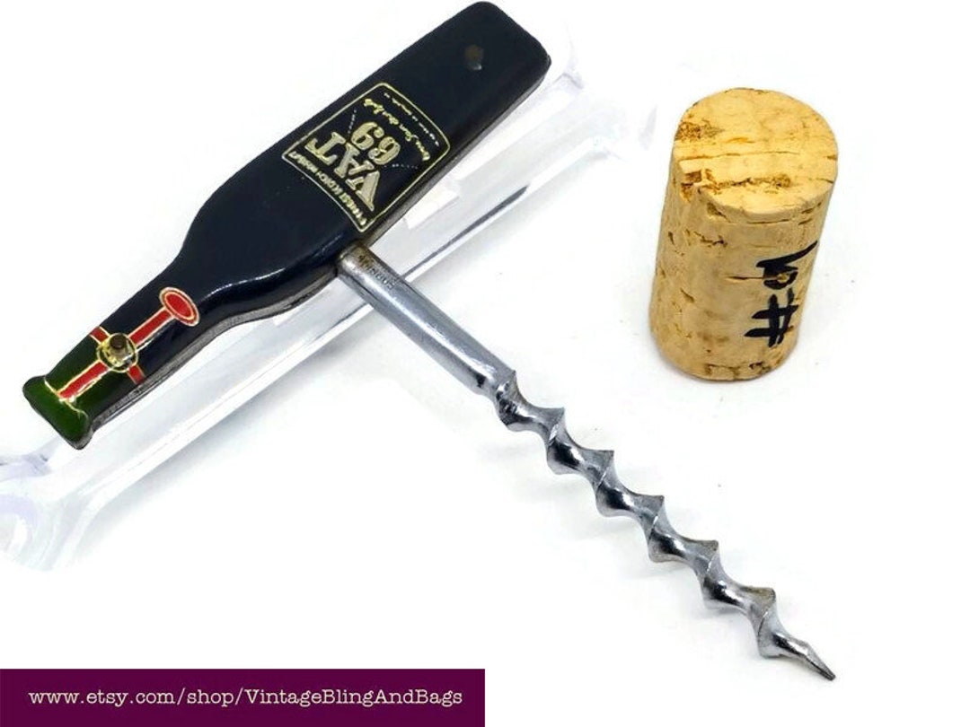 1960s VAT 69 Corkscrew, 1960s Corkscrew, Vintage Corkscrew, Bottle Opener, 1960s Advertising