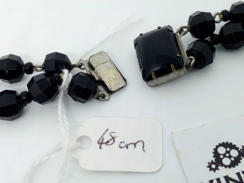 graduated necklace emo mourning Goth necklace vintage Black necklace 1980s 48cm twin strand faceted black bead necklace black necklace
