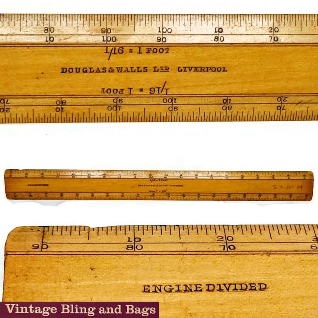 Old Foot Ruler 1/16 = 1 Foot 1960s Douglas and Walls Engineers Ruler, 1960s Vintage ...