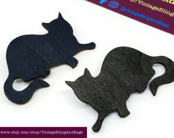 Épingle chat faite main, broche chat noir en bois, bijoux chat faits main, cadeaux pour les amoureux des chats, cadeaux pour elle, bijoux chat, cadeau fête des mères