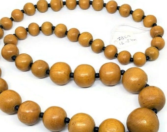 78cm 12-25mm 1980s vintage wooden bead necklace, statement bead necklace, boho bead necklace, 1980s boho wooden beads, vintage boho necklace