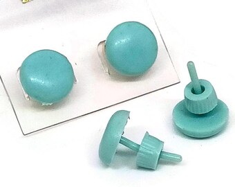 Boucles D'oreille Clous FEUILLE Verte En Plastique Vintage - NEUVES (1,2 Cm)