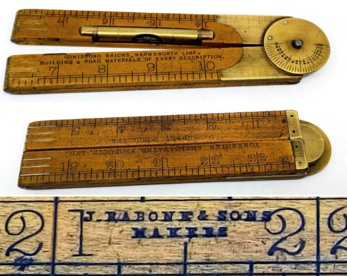 1930s Vintage Rabone Protractor Ruler With Spirit Level (glass Missing ...