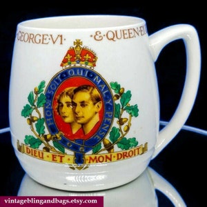 97mm vintage 1937 King George VI coronation mug, vintage royal memorabilia, coronation mug, royal memorabilia, 1930s commemorative mug #7