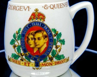 Taza de coronación del rey Jorge VI vintage de 97 mm de 1937, recuerdos reales vintage, taza de coronación, recuerdos reales, taza conmemorativa de la década de 1930 #7