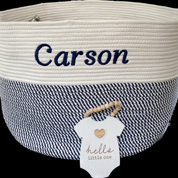 Embroidered Rope Baskets Etsy