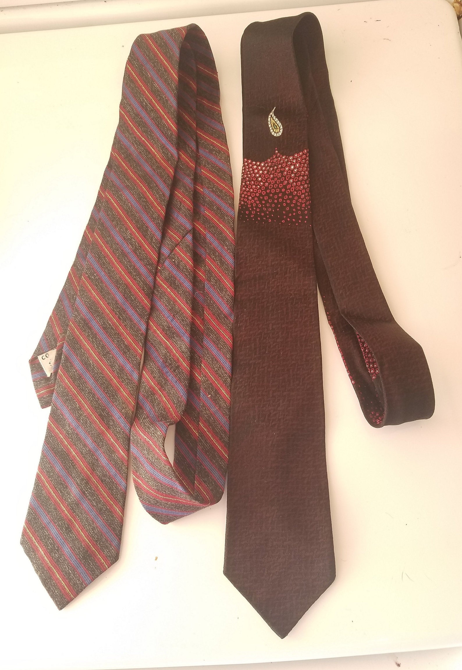 2 Retro Neckties California Fashions Vintage Ties Etsy