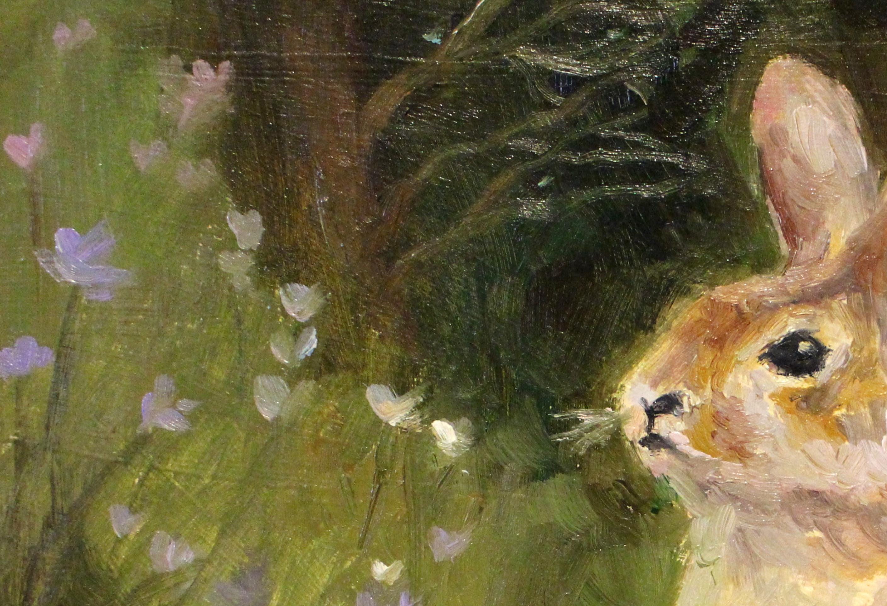 Original Rabbit Oil Painting, Bunny Colorful Classical Painting, Cute ...