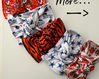 Football Head wraps, Baby Turban, Bow, Hand-tied Bows, Handmade, Stretch,  Accessory, Adjustable Headbands, Steelers, Packers, Cowboys, Rams