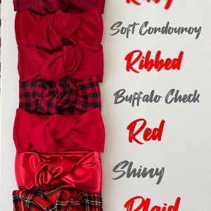 Red Tones Headbands, Baby Turban, Bow, Hand-tied, chunky Bows, Christmas Bows, Handmade, Stretch,  Accessory, Adjustable Headbands