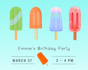 Ice Pop Birthday Party Invitation – Editable Canva Template | Summer Popsicle Party Invite | Instant Download | Kid's Birthday Invite