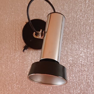 Chrome with black spotlight, wall light, vintage, 70&#39;s design, s