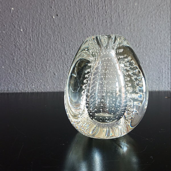 Mid-century vintage little glass vase small bubbles Serica Floris Meydam Leerdam glass Netherlands