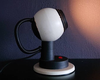 Magnetic table lamp by NEWEBA, Switzerland, eyeball, off white color,red dot, desk light 70's,