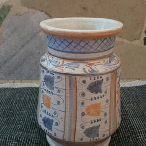 Italian Nove pottery vase, retro, pastels colors,  crackle porcelain,  mid century