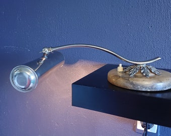 Vintage piano lighting, reading lamp, painting light, natural stone, silver, chrome, marble,