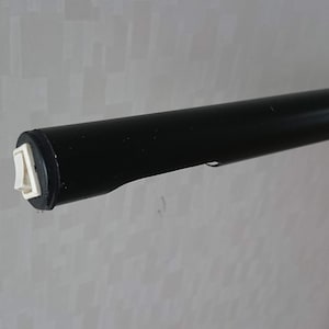 Horn Aalestrup, Denmark, type 884, black tube halogen floor lamp, simple, brutalist, from the Danish brand E S Horn with minimalist look