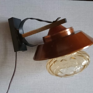 Copper metal amber glass wall lamp, lantern shape lamp, optical glass