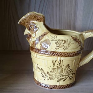 Chicken or rooster pitcher /jug /planter,  very rare made by KGG Germany,  East Germany pottery, mid century