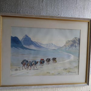 Y. Nahapetian (1916-2006), Iran, Un viaggio in cammello, acquerello su carta, 1957