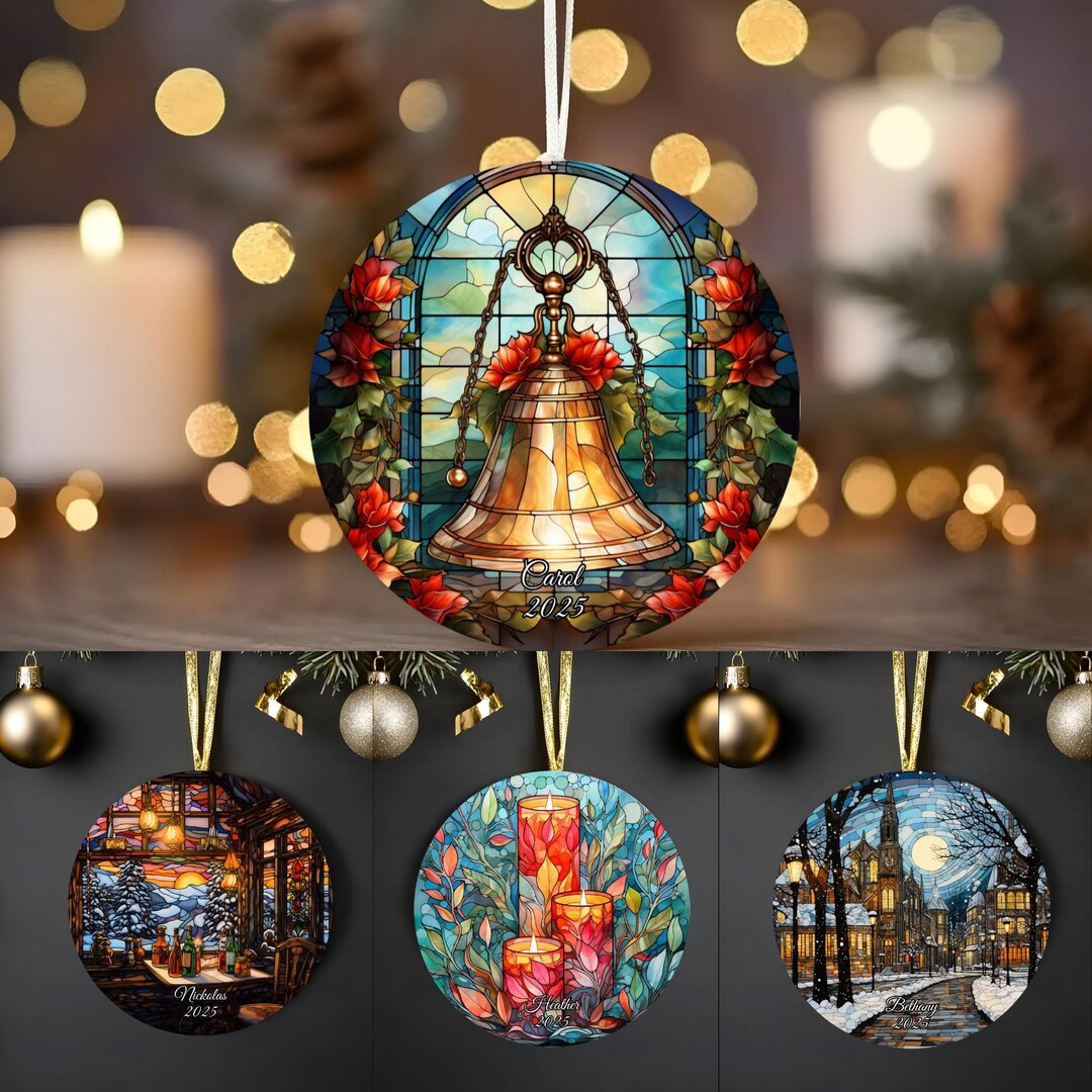 Personalized Stained Glass Christmas Ornament: Ceramic Holiday ...