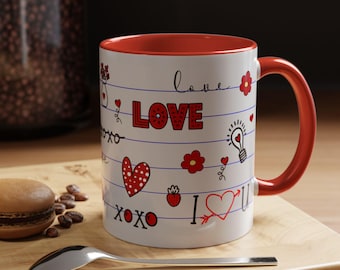 Love You Doodles Mug | Accent Coffee Mug 11oz 15oz