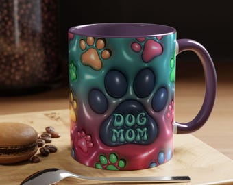 Dog Mom Paw Print Mug | Accent Coffee Mug 11oz 15oz