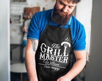 Custom The Grill Master Apron | BBQ Chef Apron, Come Hungry Typography