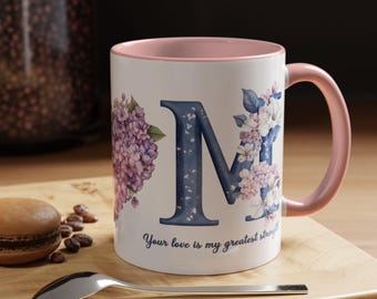 Floral Heart Mom Mug |  Accent Coffee Mug
