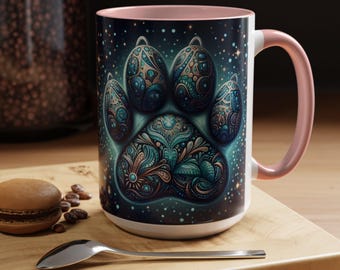 Celestial Paw Print Mug | Mystical Dog Lover Coffee Cup