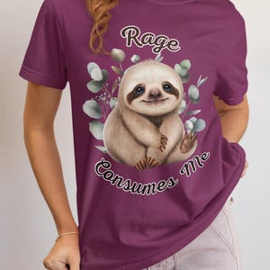 Rage Consumes Me Sloth T-Shirt, Funny Animal Tee, Gift for Sloth Lovers, Casual Wear, Perfect for Cottagecore, Comfort Colors