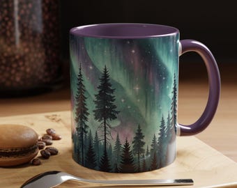 Northern Lights Forest Mug | Aurora Borealis Coffee Mug