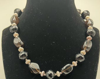 Black and Silver Beaded Necklace