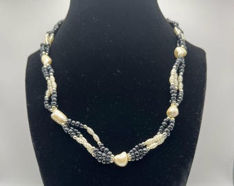 Black and White Beaded Necklace