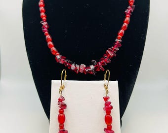 Red Crystal Necklace, Earring, and Bracelet Set