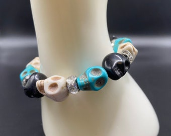 Skull Beaded Bracelet Elastic Goth Jewelry (Going Out Of Stock!)