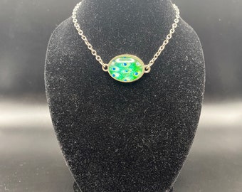 Peacock Feather Bead Necklace